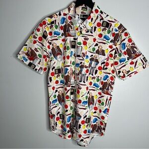 RSVLTS Kevin’s Famous Chili Kunuflex Button Down Shirt Mens Medium Multicolor